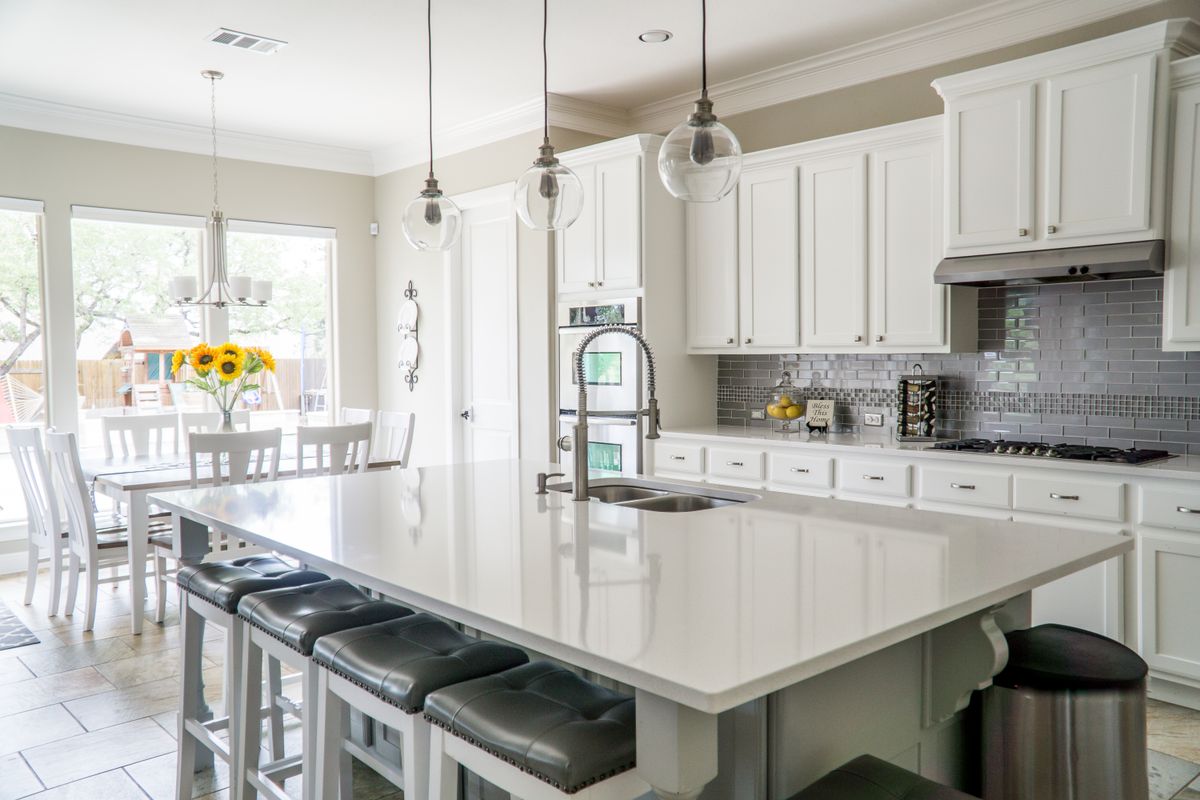 A light kitchen with an island